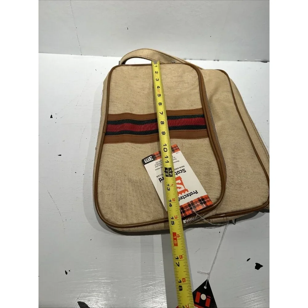 Mr Roberts RARE Vtg Beige  Carry On Travel Bag w/ Green Red‎ “Status Stripe”